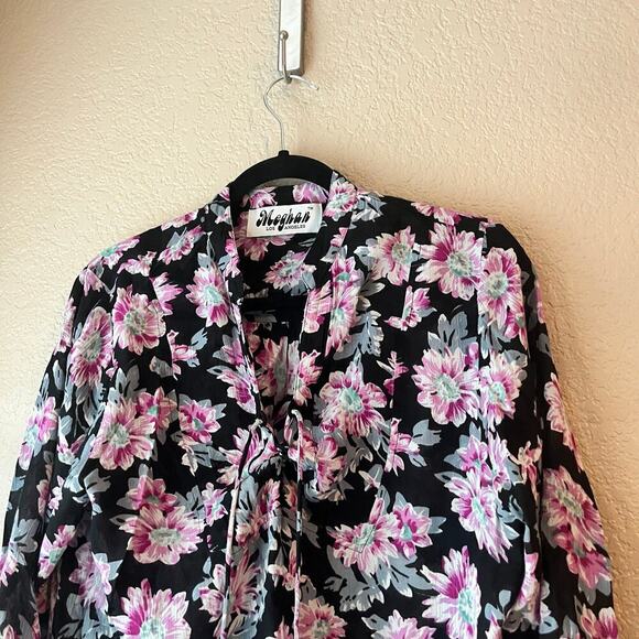 Meghan Los Angeles Floral Mini Dress Long Sleeve Criss Cross Front Lightweight S - Picture 5 of 9